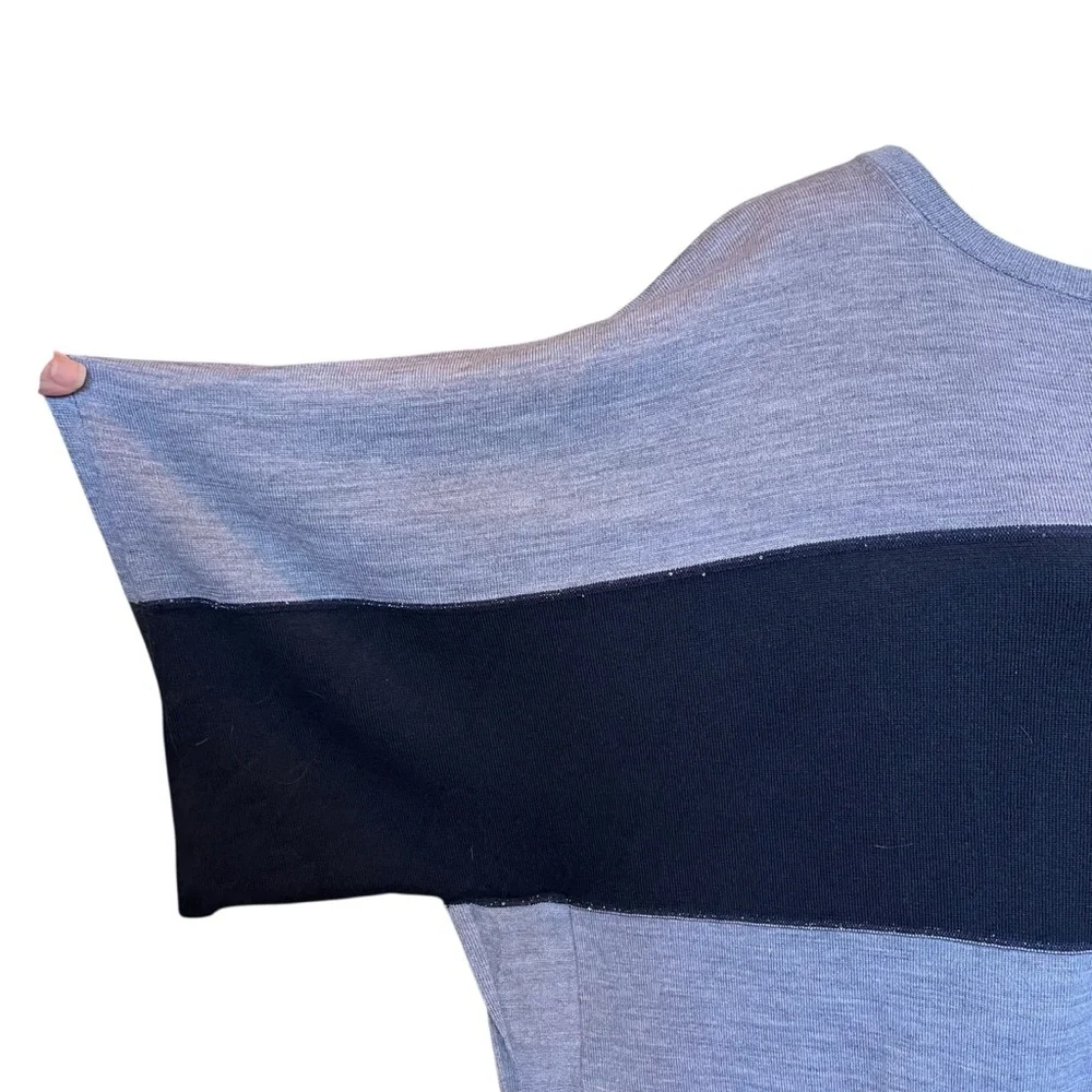Lafayette 148 Sweater Women’s XL* Gray Black Wool Short Sleeve Boxy Soft Fall